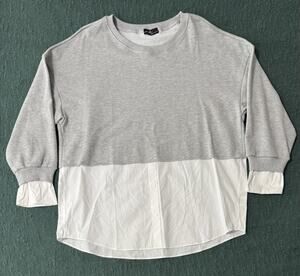 On twelfth - Twofer White and grey sweatshirt blouse 100% Cotton Size XL